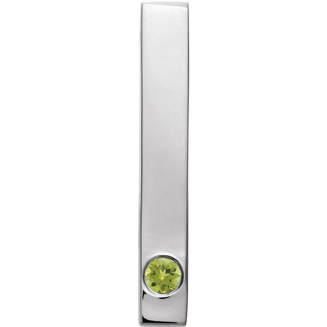 14K Yellow Gold Or Sterling Silver Round  2.5 Mm Polished Natural Gemstone Engravable Family Bar Pendant