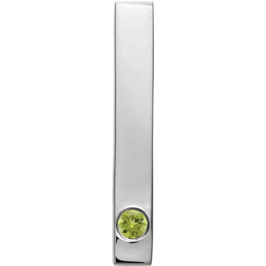 14K Yellow Gold Or Sterling Silver Round  2.5 Mm Polished Natural Gemstone Engravable Family Bar Pendant