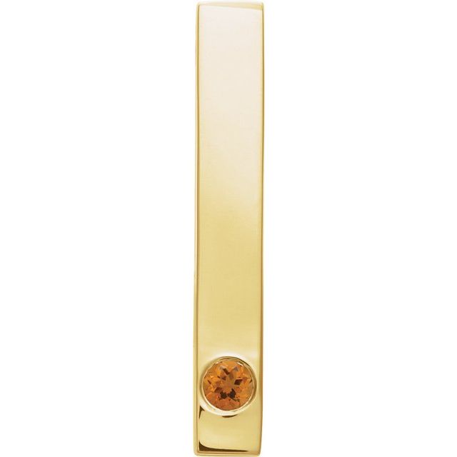 14K Yellow Gold Or Sterling Silver Round  2.5 Mm Polished Natural Gemstone Engravable Family Bar Pendant