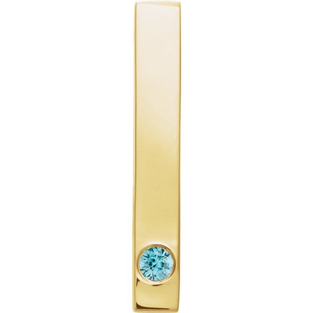 14K Yellow Gold Or Sterling Silver Round  2.5 Mm Polished Natural Gemstone Engravable Family Bar Pendant