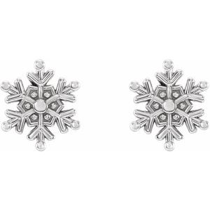 Sterling Silver Snowflake 5.1 X 4.5 Mm Pair Friction Back Included .37 In Polished Petite Metal Stud Earrings