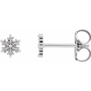 Sterling Silver Snowflake 5.1 X 4.5 Mm Pair Friction Back Included .37 In Polished Petite Metal Stud Earrings