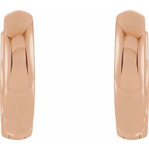 14K Rose Gold Pair Hinged Hoop Earrings, Length: 9.5 Mm, Thickness: 2.25 Mm