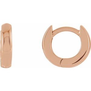 14K Rose Gold Pair Hinged Hoop Earrings, Length: 9.5 Mm, Thickness: 2.25 Mm