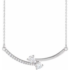 14K White Gold Round 3.9Mm Gh Si 5/8 Ctw Lab-Grown Diamond 2-Stone Necklace, Length: 18 In