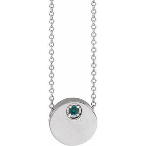 14K White Gold Round 2 Mm  Natural Alexandrite Necklace, Length: 18 In
