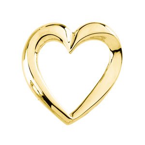 18K Yellow Gold 22.5 X 22 Mm Polished Heart Slide Pendant