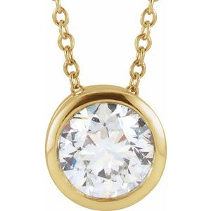 14K Yellow Gold Round 5.7Mm Gh Si 3/4 Ct Lab-Grown Diamond Solitaire Necklace, Length: 18 In