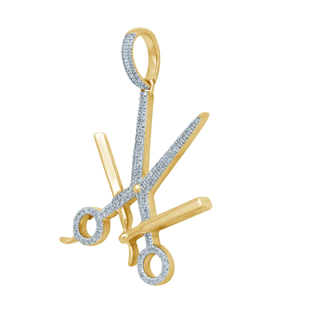 10K Yellow Gold 0.19-0.21 Cttw Diamond "Barber Kit" Charm