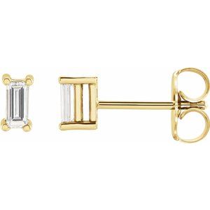 14K Yellow Gold Straight Baguette 4.5 X 2 Mm 1/4 Ctw Lab-Grown Diamond 4-Prong Basket Earrings