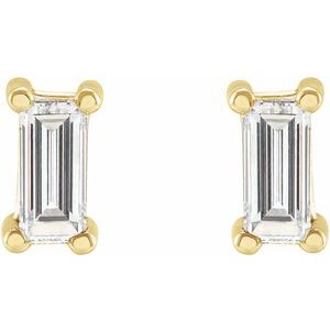 14K Yellow Gold Straight Baguette 4.5 X 2 Mm 1/4 Ctw Lab-Grown Diamond 4-Prong Basket Earrings