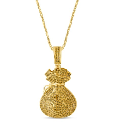 10K Yellow Gold 1.39-1.50 Cttw Diamond Money Bags Pendant