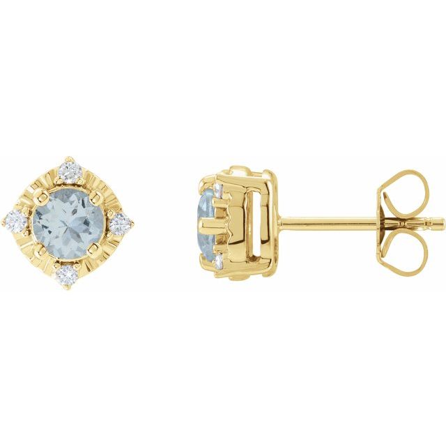 14K Yellow Or White Gold Or Sterling Silver 4.5 Mm Round Friction Polished .08 Ctw Natural Diamond Halo-Style Earrings