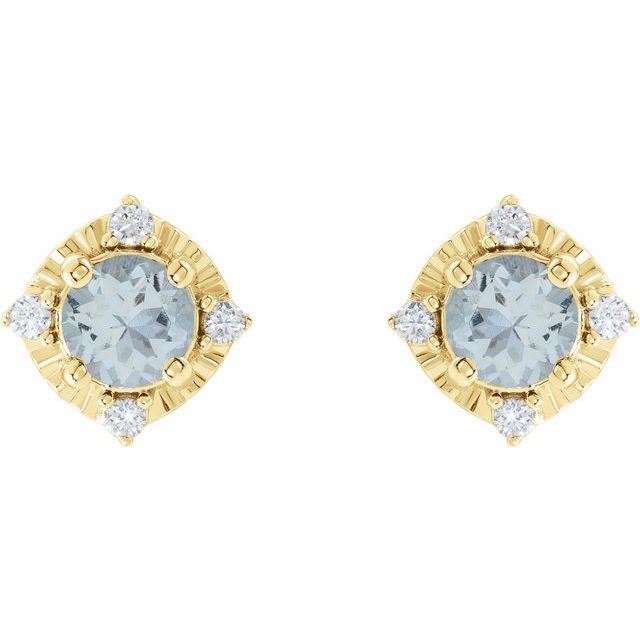 14K Yellow Or White Gold Or Sterling Silver 4.5 Mm Round Friction Polished .08 Ctw Natural Diamond Halo-Style Earrings