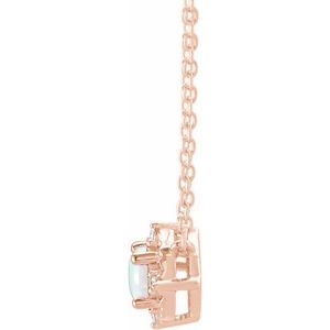 14K Yellow Or White Or Rose Gold Or Sterling Silver 4.5 Mm Polished .04 CTW I2, H+ Natural Diamond Halo-Style 18" Necklace