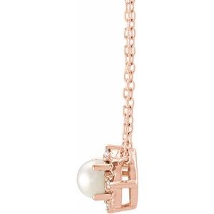 14K Yellow Or White Or Rose Gold Or Sterling Silver 4.5 Mm Polished .04 CTW I2, H+ Natural Diamond Halo-Style 18" Necklace