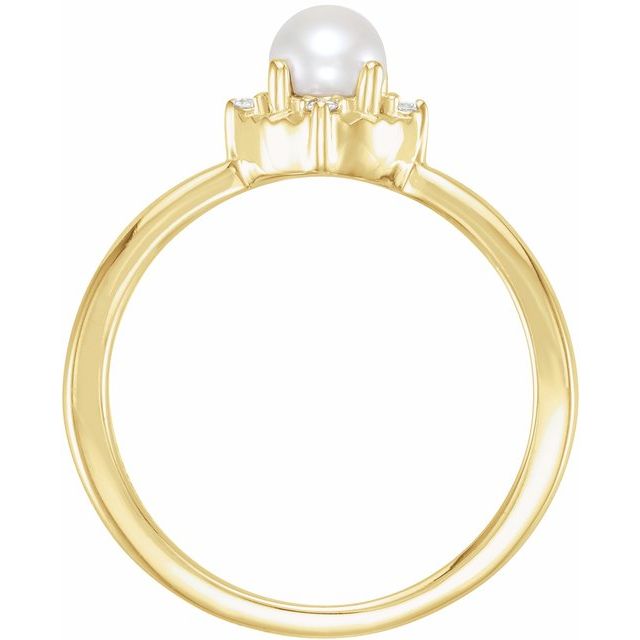14K Yellow Gold Or Sterling Silver Round  4.5 Mm I2, H+ Polished Natural Gemstone And .04 Ctw Natural Diamond Ring