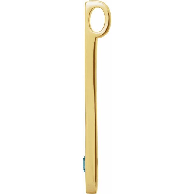 14K Yellow Gold Or Sterling Silver Round  2.5 Mm Polished Natural Gemstone Engravable Family Bar Pendant