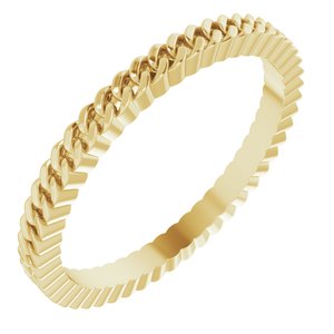 10K Yellow Gold 2 Mm Polished Ladies Chain Link Inspired Band Size 7.5