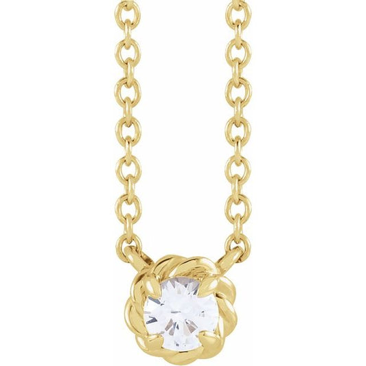 14K Yellow Gold Round 3Mm I1, G-H 18 In Polished 1/10 Ct Natural Diamond Claw-Prong Rope Necklace