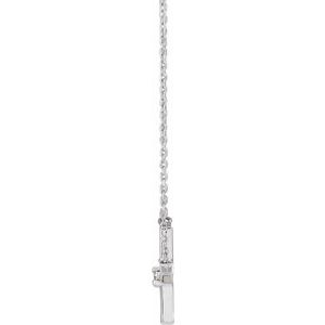 14K White Gold Round 2.5Mm G-H I1 .06 Ct Natural Diamond Curved Sideways Cross Necklace, Length: 18 In