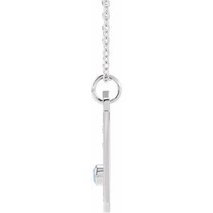Sterling Silver Zodiac Cancer Round 2.5 Mm G-H I1 Natural Aquamarine And .01 Ctw Natural Diamond Zodiac Constellation Necklace, Length: 18 In