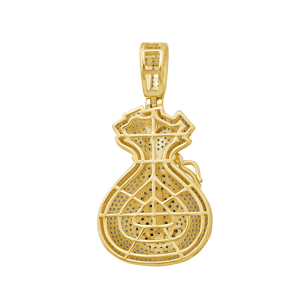 10K Yellow Gold 0.96-1.14 Cttw Diamond Money Bags Pendant