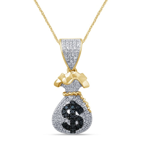 10K Yellow Gold 0.32-0.37 Cttw Diamond Money Bags Pendant