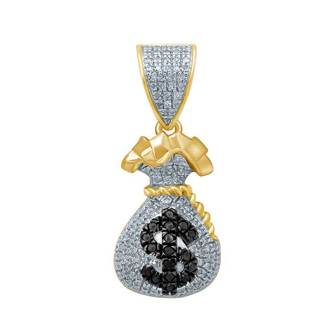 10K Yellow Gold 0.32-0.37 Cttw Diamond Money Bags Pendant