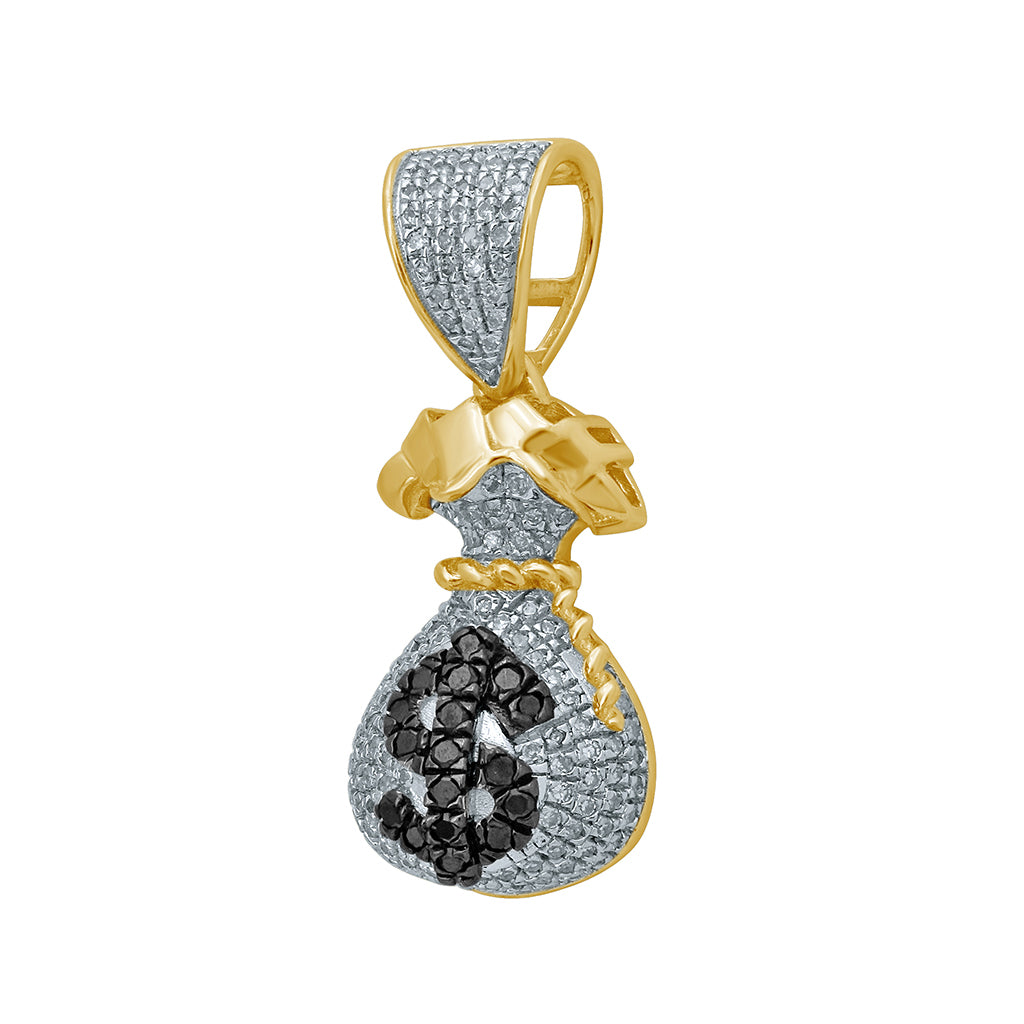 10K Yellow Gold 0.32-0.37 Cttw Diamond Money Bags Pendant