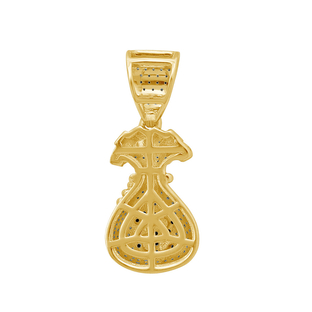 10K Yellow Gold 0.32-0.37 Cttw Diamond Money Bags Pendant