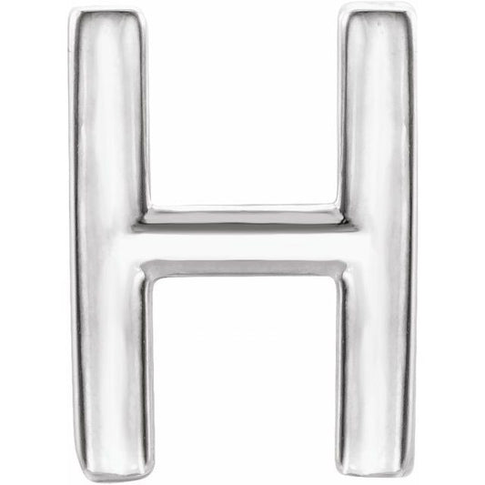 Sterling Silver Each Friction Back Polished Initial H Earring