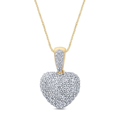 10K Yellow Gold 0.25-0.28 Cttw Diamond Heart Charms