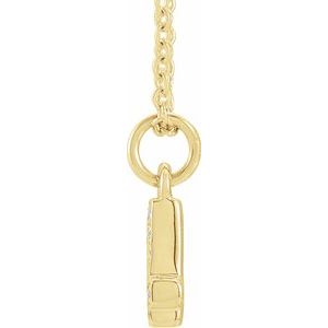 14K Yellow Gold Numeral 4 Round .8 Mm H+ I1 .03 Ctw Natural Diamond Pave Petite Number Adjustable Necklace, Length: 18 In