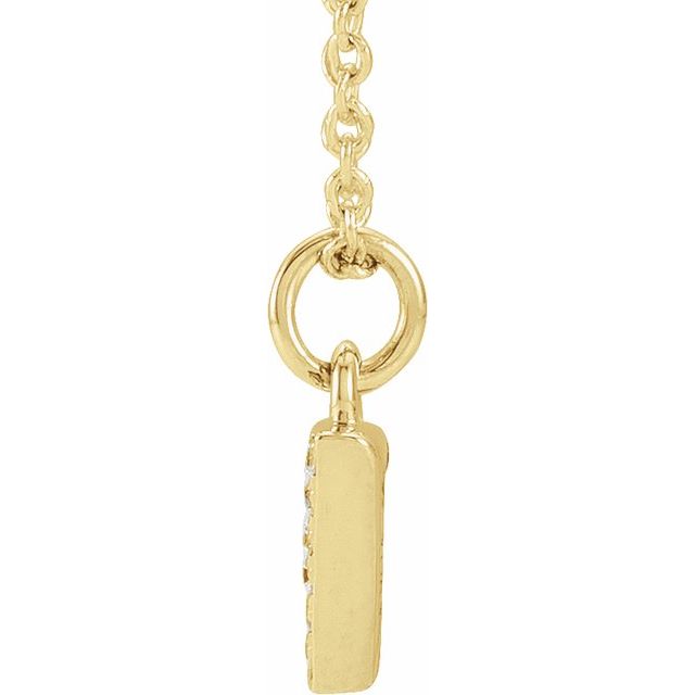 14K Yellow Gold Numeral 7 Round .85 Mm I1, H+ 16-18 In Polished .03 Ctw Natural Diamond Petite Pave Number Adjustable Necklace