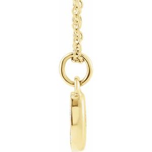 14K Yellow Gold Numeral 0 Round 1 Mm H+ I1 .04 Ctw Natural Diamond Pave Petite Number Adjustable Necklace, Length: 18 In