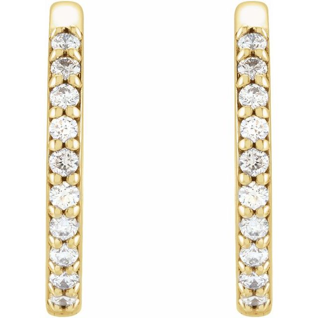 14K Yellow Or White Or Rose Gold Or Sterling Silver Or Platinum Round 1.3Mm Hinged Polished Natural Diamond Hinged Hoop Earrings