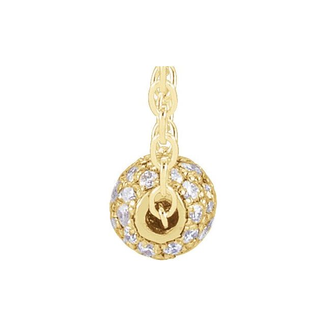 14K Yellow Or White Gold 3 Mm 16-18 In Polished 1/8 Ctw Natural Diamond Pave Ball Necklace