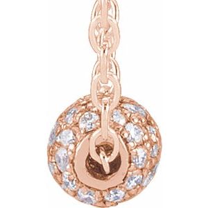 14K Rose Gold 3 Mm 16-18 In Polished 1/8 Ctw Natural Diamond Pave Ball Necklace