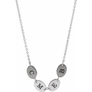 14K White Gold 4 Disc 7 X 5 Mm 18 In Polished Engravable Oval Disc Family Necklace