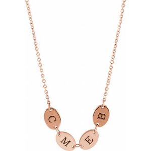 14K Rose Gold 4 Disc 7 X 5 Mm 18 In Polished Engravable Oval Disc Family Necklace