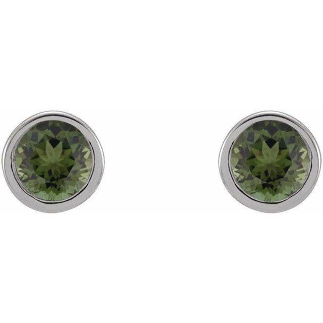 14K Yellow Or White Or Rose Gold Or Platinum Pair Friction Polished Natural Micro Bezel-Set Earrings