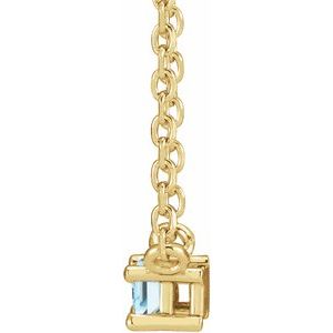 14K Yellow Gold Straight Baguette 4 X 2 Mm  Natural Sky Blue Topaz 4-Prong Solitaire Necklace, Length: 18 In