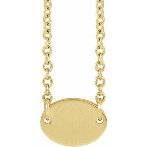 14K Yellow Gold 1 Disc 7 X 5 Mm 18 In Polished Engravable Oval Disc Family Necklace