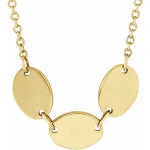 14K Yellow Gold 3 Disc 7 X 5 Mm 18 In Polished Engravable Oval Disc Family Necklace
