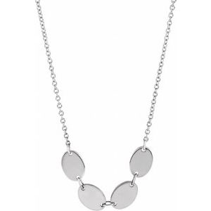 14K White Gold 4 Disc 7 X 5 Mm 18 In Polished Engravable Oval Disc Family Necklace