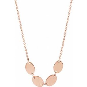 14K Rose Gold 4 Disc 7 X 5 Mm 18 In Polished Engravable Oval Disc Family Necklace