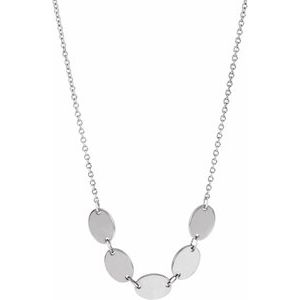 Sterling Silver 5 Disc 7 X 5 Mm 18 In Polished Engravable Oval Disc Family Necklace