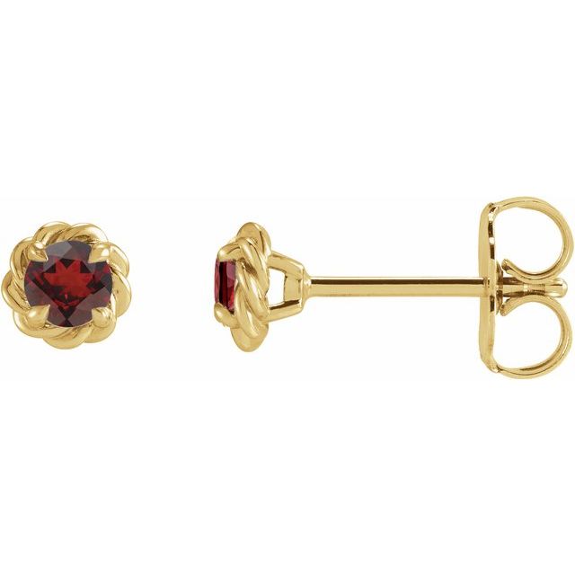 14K Yellow Gold Or Sterling Silver Round Friction Back Polished Natural Gemstone Claw-Prong Rope Earrings