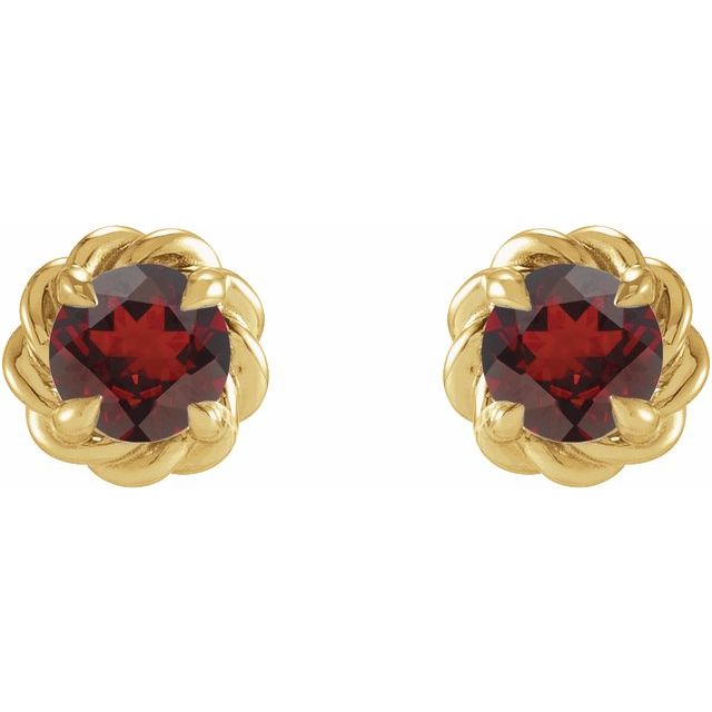 14K Yellow Gold Or Sterling Silver Round Friction Back Polished Natural Gemstone Claw-Prong Rope Earrings